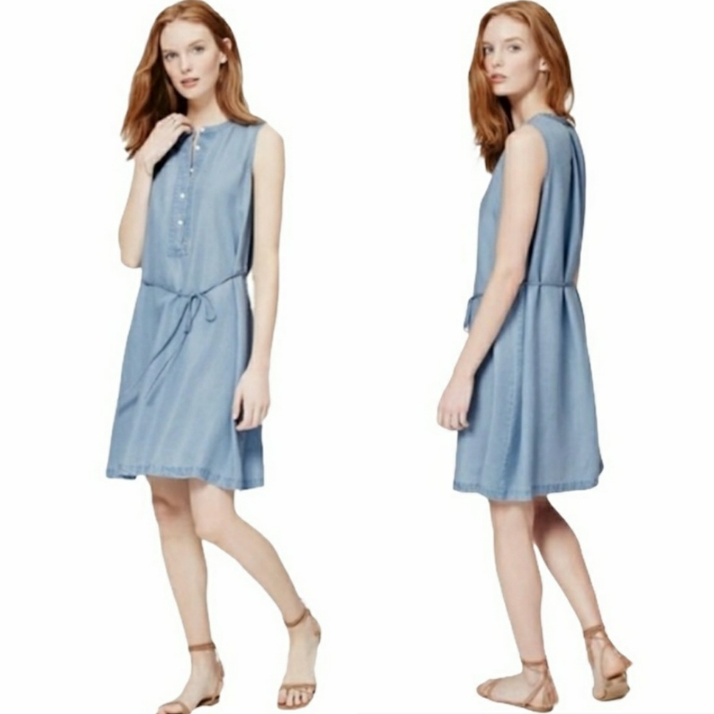 LOFT Blue Sleeveless Midi Dress
